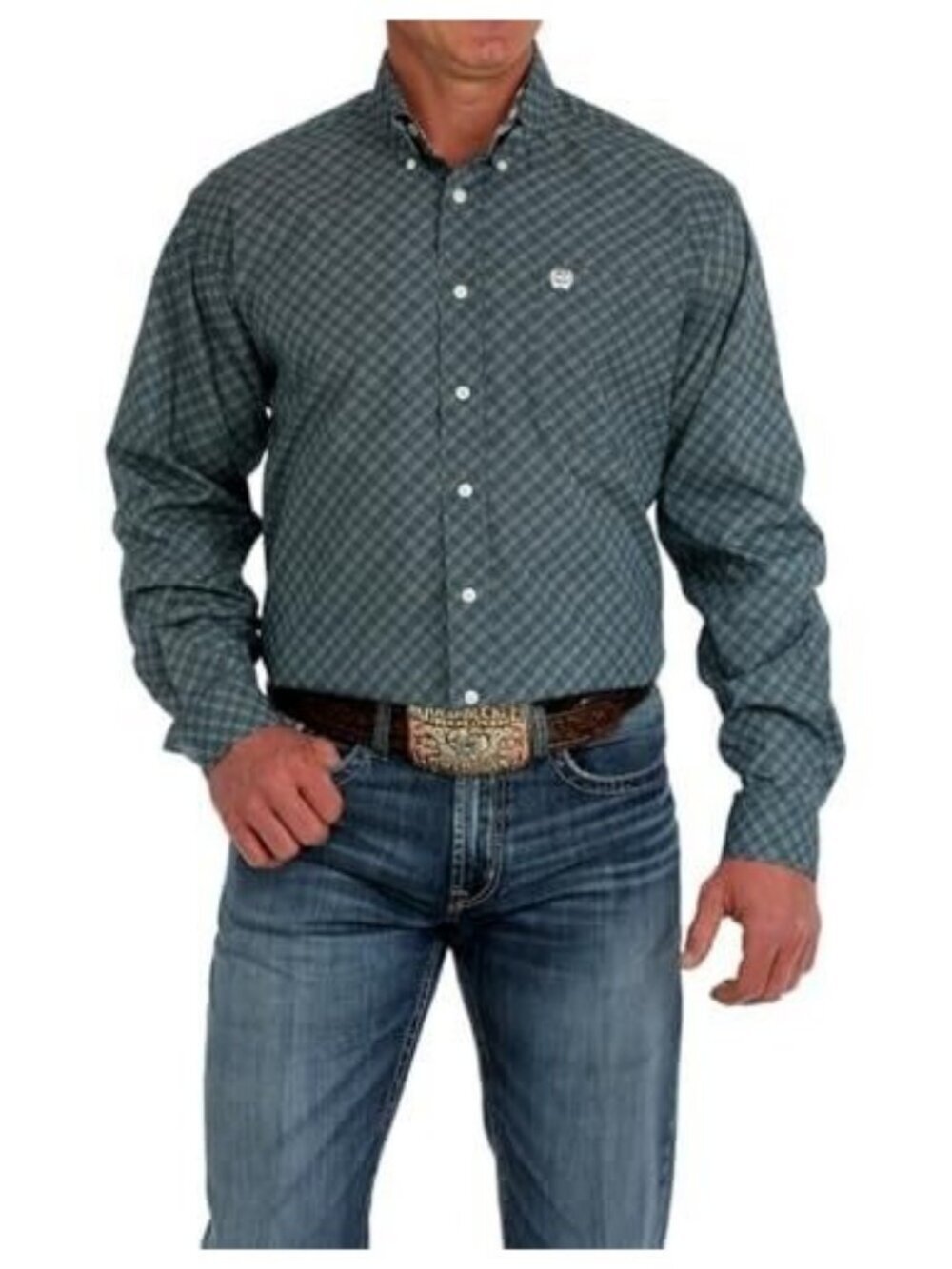 Cinch Men's Long Sleeve Plaid Classic Button Shirt Blue MTW1105896